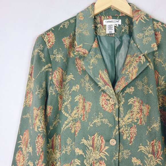Coldwater Creek Floral Embroidered Blazer Jacket Career Classic Mature Size 18 W - Picture 2 of 4